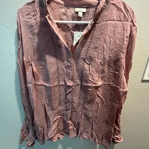 J. Jill Blush Embroidered Blouse